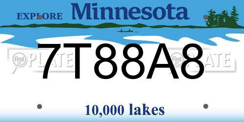 7T88A8 Minnesota License Plate