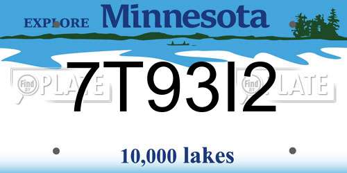 7T93I2 Minnesota License Plate