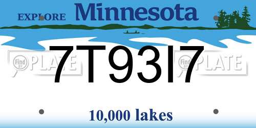 7T93I7 Minnesota License Plate
