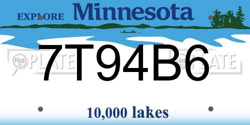 7T94B6 Minnesota License Plate
