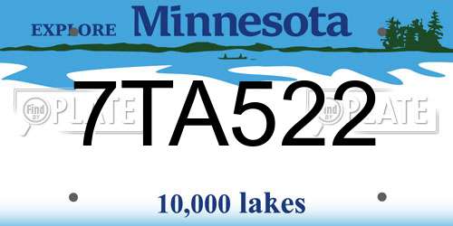 7TA522 Minnesota License Plate