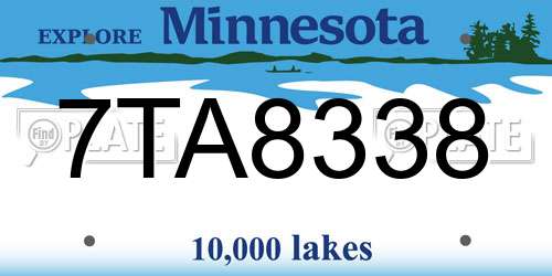 7TA8338 Minnesota License Plate