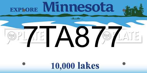 7TA877 Minnesota License Plate