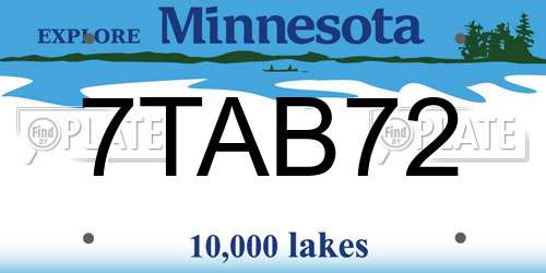 7TAB72 Minnesota License Plate