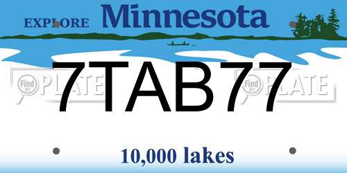 7TAB77 Minnesota License Plate