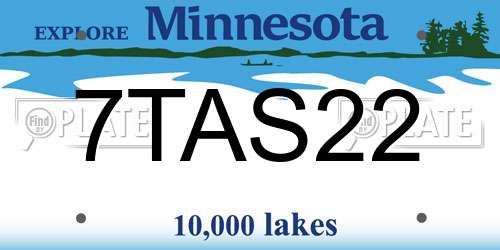 7TAS22 Minnesota License Plate