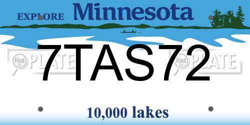 7TAS72 Minnesota License Plate