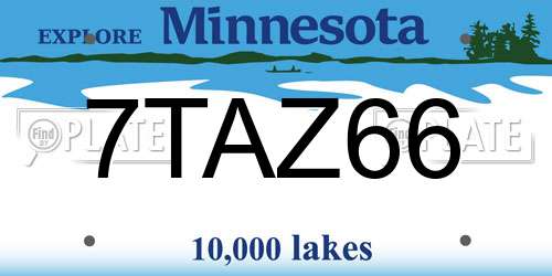 7TAZ66 Minnesota License Plate