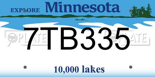 7TB335 Minnesota License Plate