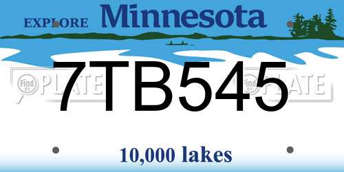 7TB545 Minnesota License Plate