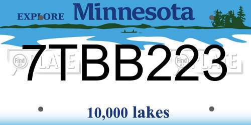 7TBB223 Minnesota License Plate