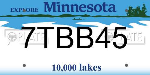 7TBB45 Minnesota License Plate