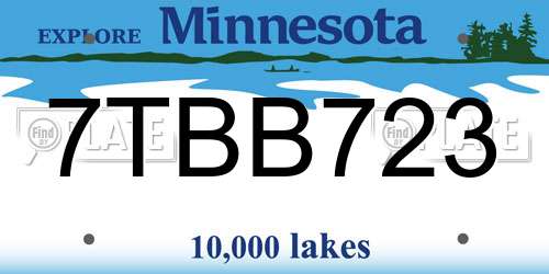 7TBB723 Minnesota License Plate