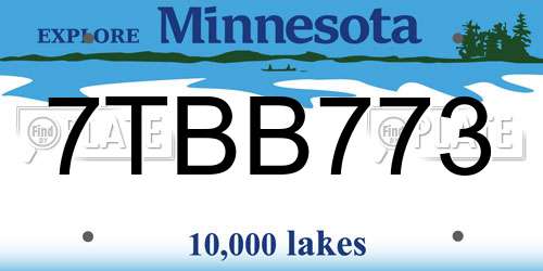 7TBB773 Minnesota License Plate