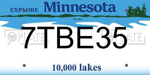 7TBE35 Minnesota License Plate