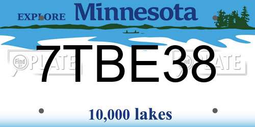 7TBE38 Minnesota License Plate