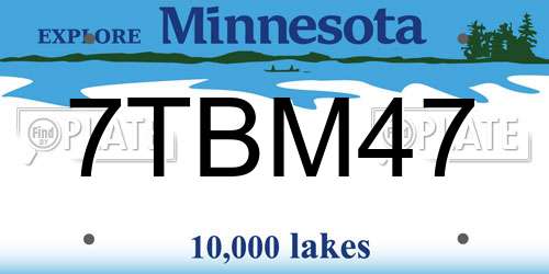 7TBM47 Minnesota License Plate