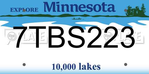 7TBS223 Minnesota License Plate