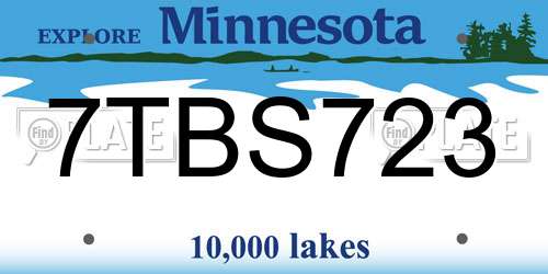 7TBS723 Minnesota License Plate