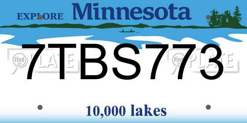 7TBS773 Minnesota License Plate
