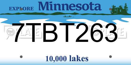 7TBT263 Minnesota License Plate