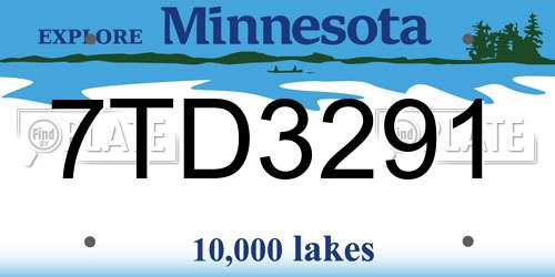 7TD3291 Minnesota License Plate