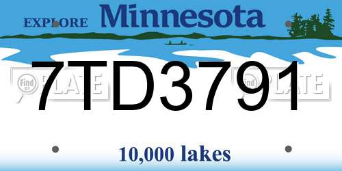 7TD3791 Minnesota License Plate