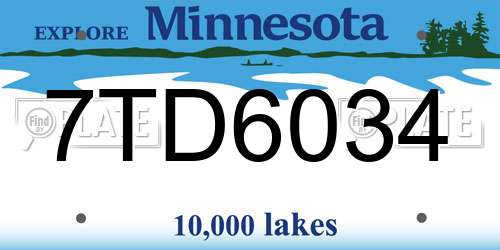 7TD6034 Minnesota License Plate