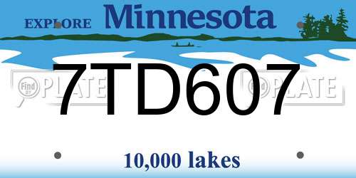 7TD607 Minnesota License Plate