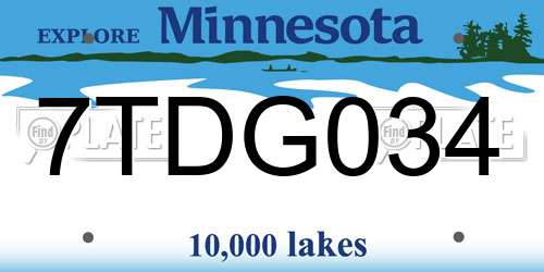 7TDG034 Minnesota License Plate