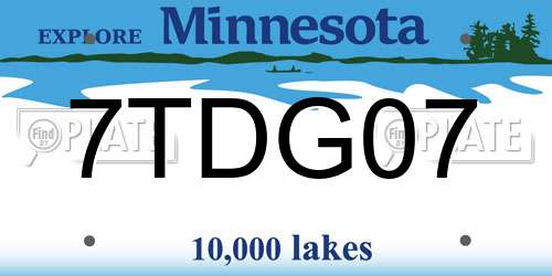 7TDG07 Minnesota License Plate