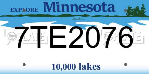 7TE2076 Minnesota License Plate