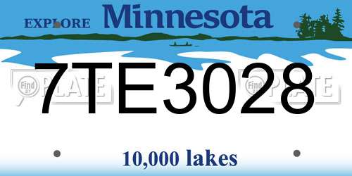 7TE3028 Minnesota License Plate