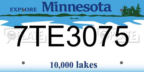 7TE3075 Minnesota License Plate