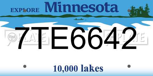 7TE6642 Minnesota License Plate