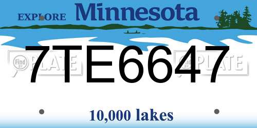 7TE6647 Minnesota License Plate