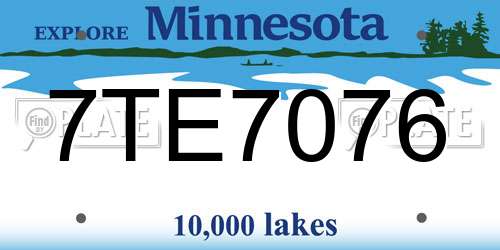7TE7076 Minnesota License Plate
