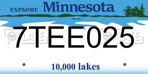 7TEE025 Minnesota License Plate