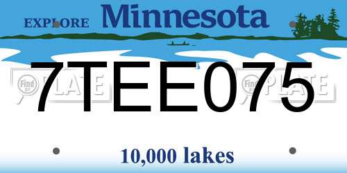 7TEE075 Minnesota License Plate
