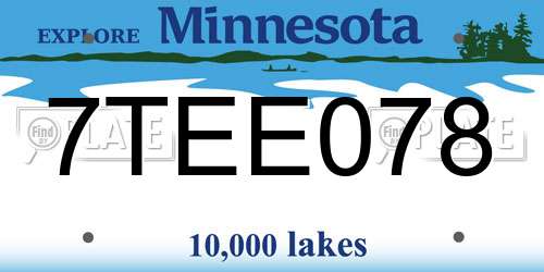 7TEE078 Minnesota License Plate