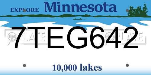 7TEG642 Minnesota License Plate