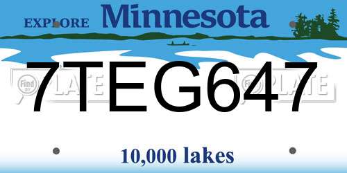 7TEG647 Minnesota License Plate