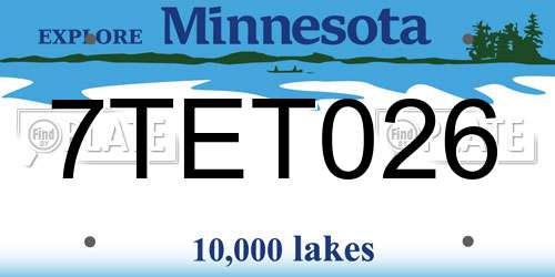 7TET026 Minnesota License Plate