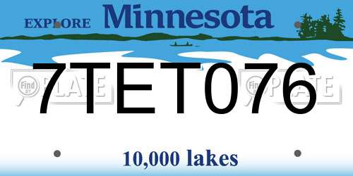 7TET076 Minnesota License Plate
