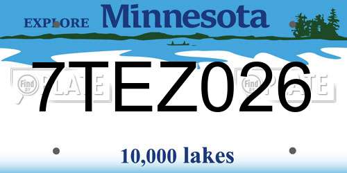 7TEZ026 Minnesota License Plate