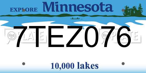7TEZ076 Minnesota License Plate