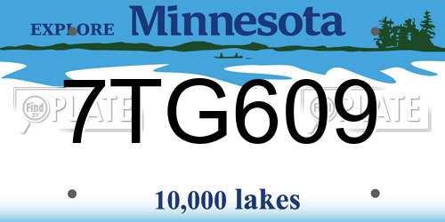 7TG609 Minnesota License Plate