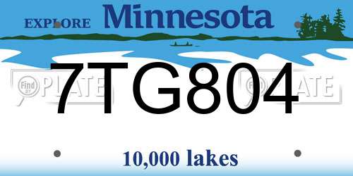 7TG804 Minnesota License Plate