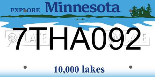 7THA092 Minnesota License Plate