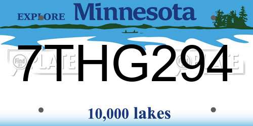 7THG294 Minnesota License Plate